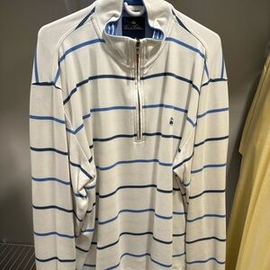 Brooks Brothers White and Blue Striped Sweater